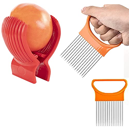 Tomato Slicer Holder Kit Tool Cutting Guide Onion Potato Pepper Prep (2 Count)