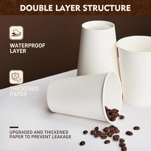 16 oz 200 Pack White Disposable Paper Coffee Cups (200 Count)