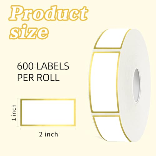 600 Golden Border Removable Freezer Labels Water Oil Resistant with Perforation Line for Food Containers Jars Pantry Organization