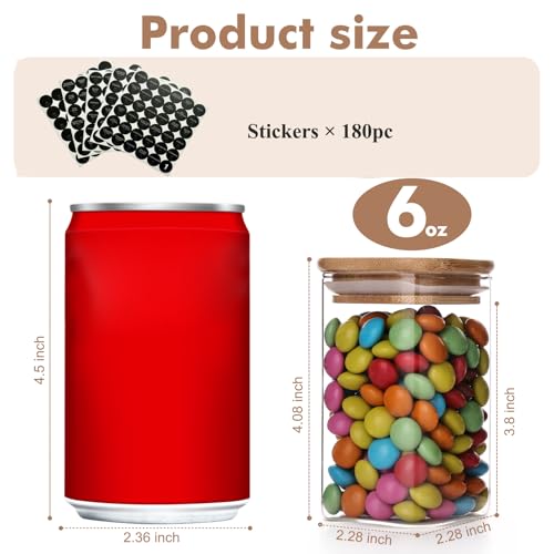 6oz Glass Spice Jars with Bamboo Lid and Label (12 Count)