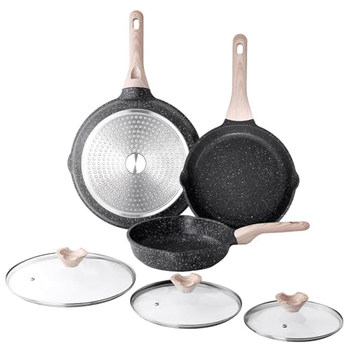 Nonstick Frying Pan Skillet Set with Lid (3 Count)