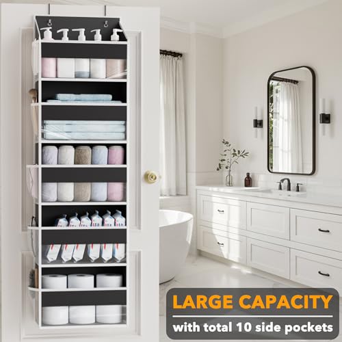 2 Pack Over The Door Organizer with 5 Large Pockets and 10 Mesh Side Pockets
