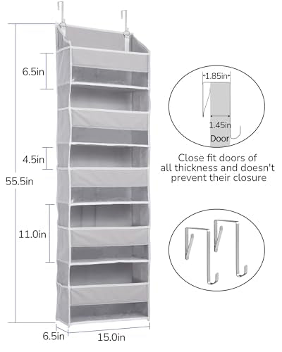 2 Pack 5 tier Over the Door Organizer Light Gray (2 Count)