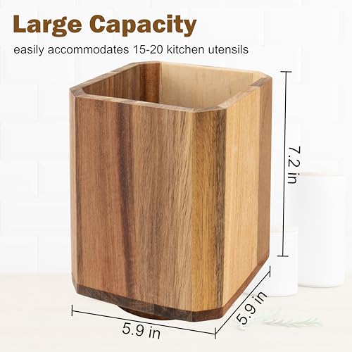 Acacia Wood Utensil Holder