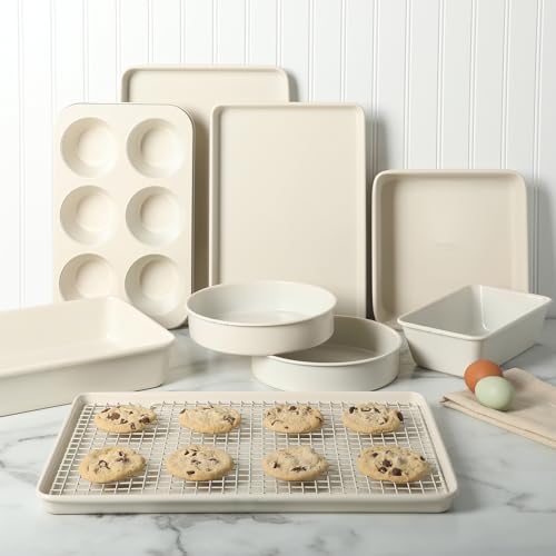 Gallen 10 Piece Baking Pans Ceramic PFA Free Non Toxic Non Stick Bakeware Set (10 Count)