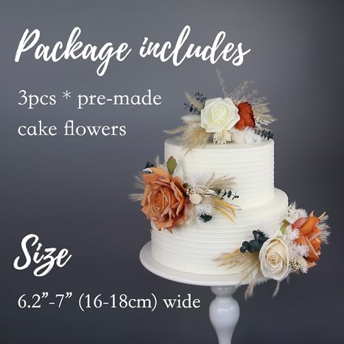3Pcs Premade Cake Flowers (3 Count)