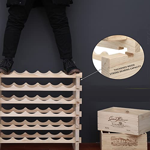 Wine Rack Cabinet Wooden Freestanding for Floor Stackable Storage Wine Bottle Holder