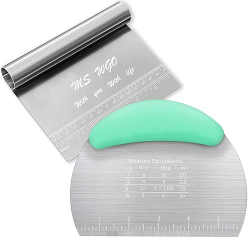 Dough Scraper Cutter Pastry Pizza Cutter Stainless Steel Tool with Scale Ruler