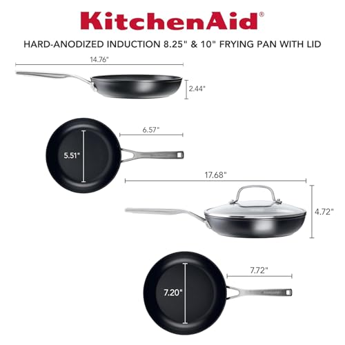 Hard Anodized Induction Nonstick Frying Pan Set With Lid