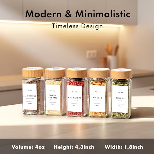 Glass Spice Jars with Label (36 Count)