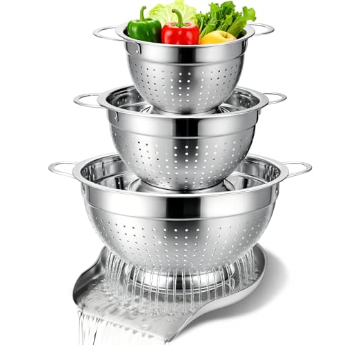Stainless Steel Colander Set with Handles & Self