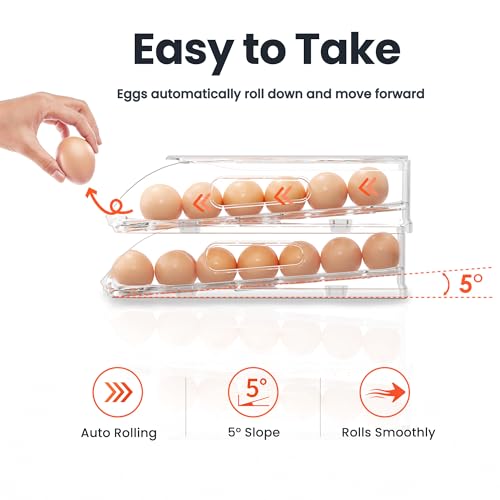 18 Egg Holder for Fridge with Silicone Bumpers