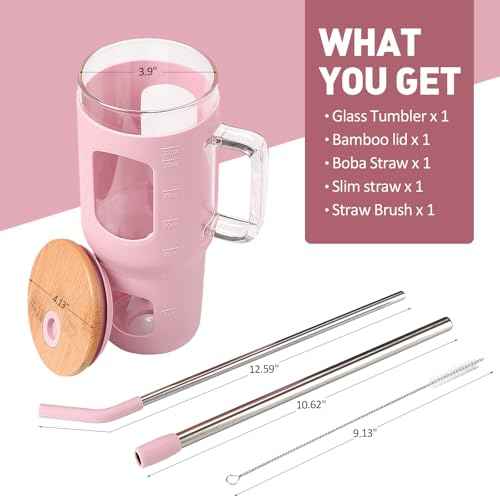Glass Tumbler with Straw and Lid