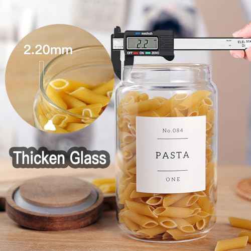 6 Set Glass Pantry Storage Jars with Acacia Airtight Lid