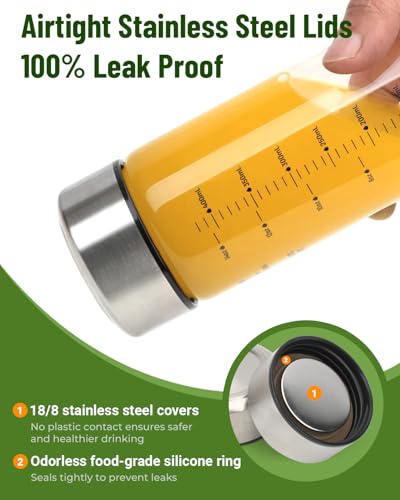 20oz Wide Mouth Glass Juice Bottles With Stainless Steel Lids 4 Pack (4 Count)