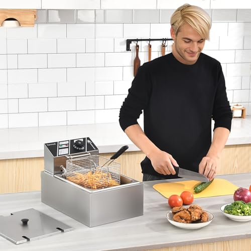 Electric Deep Fryer with Basket for Home Use