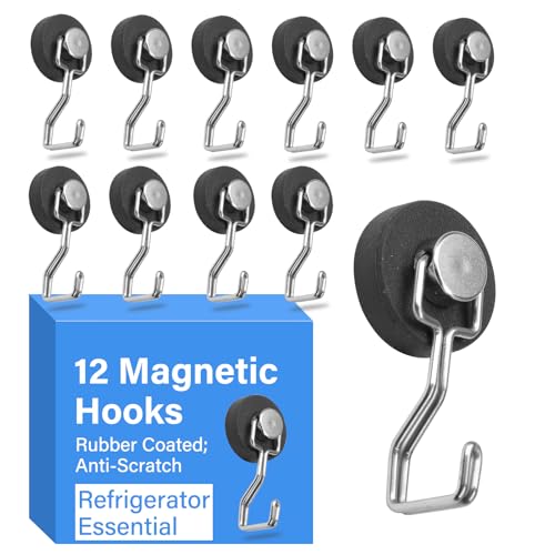 Magnetic Hooks for Grill & Refrigerator (12 Count)