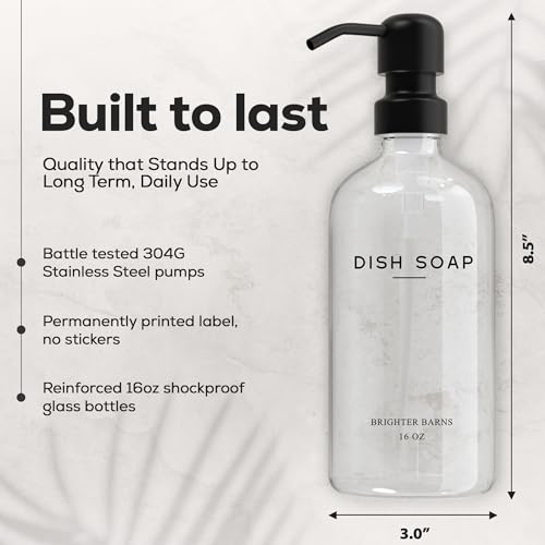 Clear Glass Hand and Dish Soap Dispenser Set by Brighter Barns (2 Count)