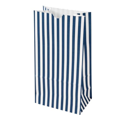 Blue And White Stripe Paper Bag (100 Count)