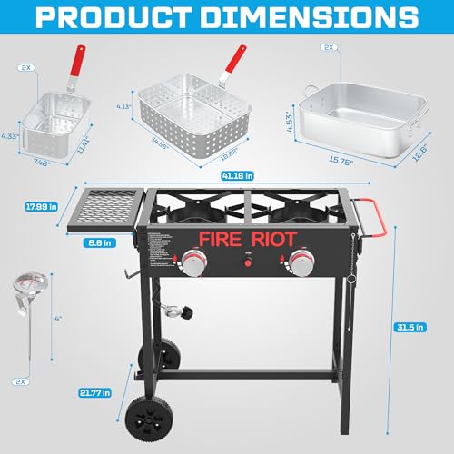 36QT Outdoor Propane Deep Fryer with Rolling Cart (2 Count)