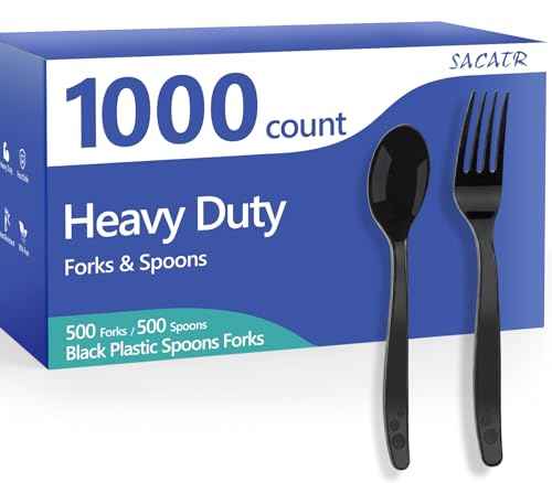 1000 Count Black Plastic Silverware Heavy Duty