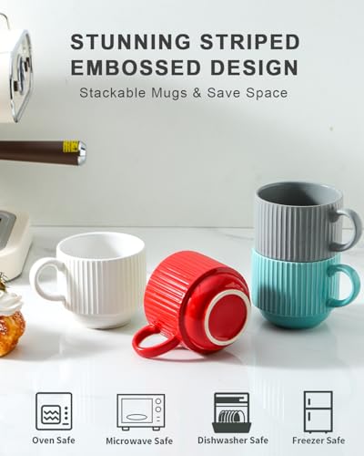 Ceramic Coffee Mug Set of 4 with Rack (4 Count)