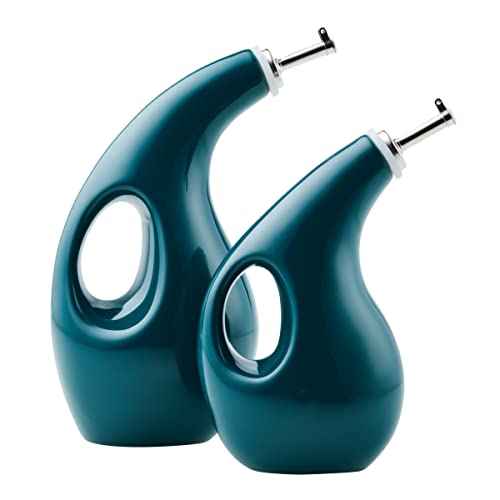 Serveware Ceramic EVOO Oil and Vinegar Dispensing Bottle Set