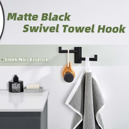 Swivel Towel Hook for Bathrooms with 2 Rotating Arms