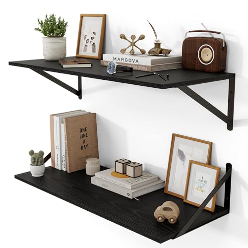 28W x 12D Deep Floating Shelves Set of 2 Black (2 Count)