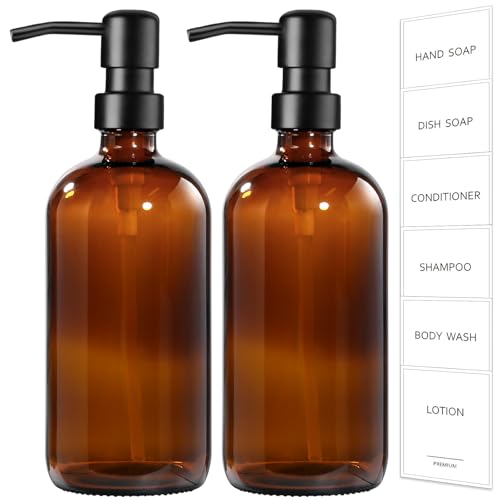 Amber Glass Soap Dispenser (2 Count)