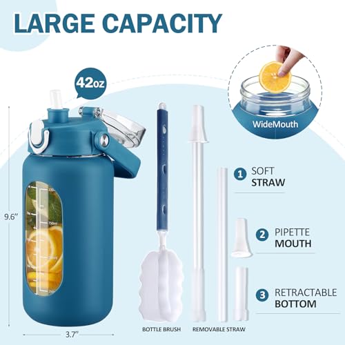 42oz Glass Water Bottles with Straw