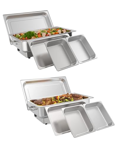2 Pack Electric Chafing Dish Buffet Set 9 QT Buffet Food Servers