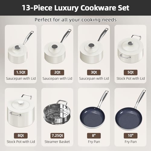 Lux 13pc Forged Lightweight Nonstick Ceramic Cookware Set