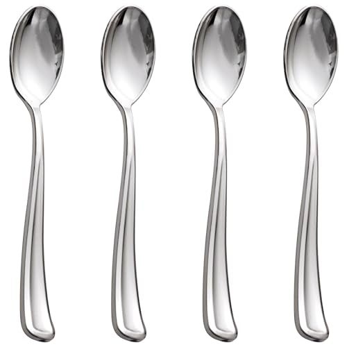 100 Pack Silver Plastic Spoons Disposable