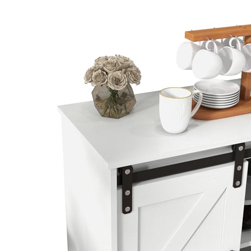 Sliding Barn Door Buffet Sideboard Storage Cabinet Coffee Bar Kitchen Farmhouse Style