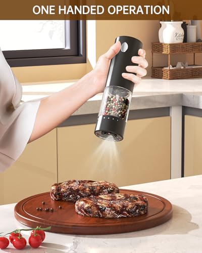 Electric Salt and Pepper Grinder Set Rechargeable Salt and Pepper Mills with 6 (2 Count)