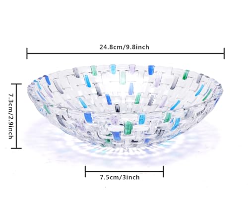 Hand Painted Blue Woven Glass Crystal Salad & Fruit Bowl Decoration