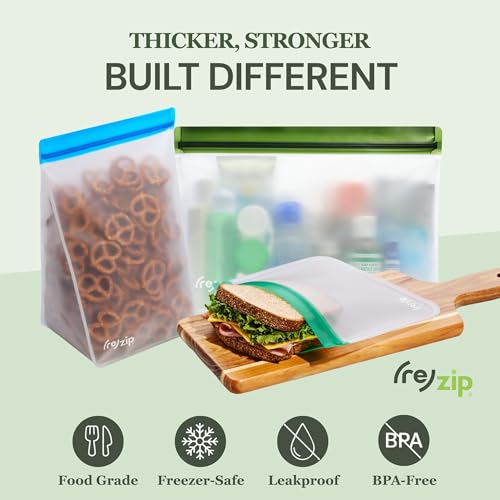 re) zip Reusable Freezer Food Storage Bags, Leakproof, 8-Piece