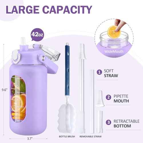 42oz Glass Water Bottles with Straw