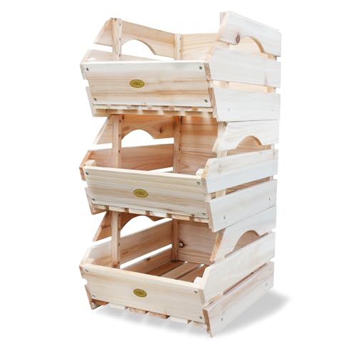Wood Potato Onion Storage Bins (3 Count)