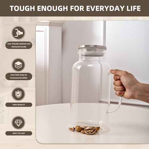 1 Gallon 3.8L Glass Pitcher with Lid and Spout
