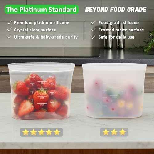 100% Platinum Silicone Reusable Food Storage Bags (4 Count)
