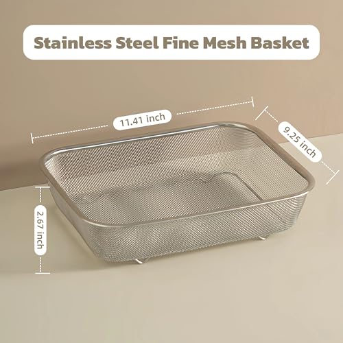 18 8 Stainless Steel Fine Mesh Strainer Basket with Feet