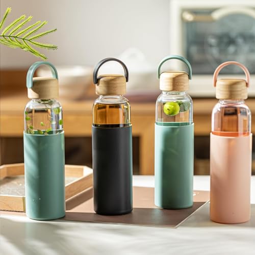 21oz Borosilicate Glass Water Bottle with Non