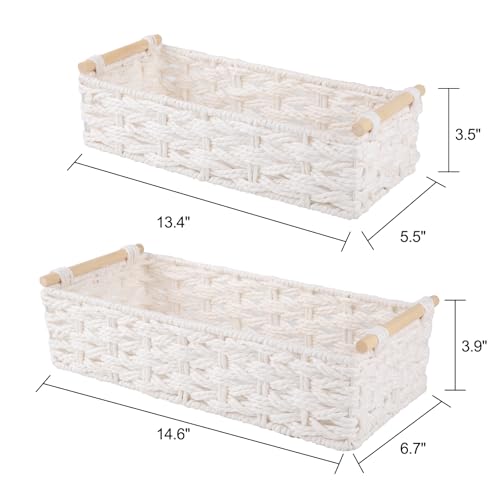 Toilet Paper Baskets Handmade Paper Rope Decorative Wicker Storage Tank Shelf Cabinet Organizer for Bathroom Home (2 Count)