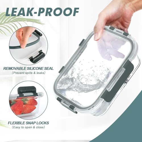 30 oz 5 Pack Glass Meal Prep Containers with Lids (5 Count)