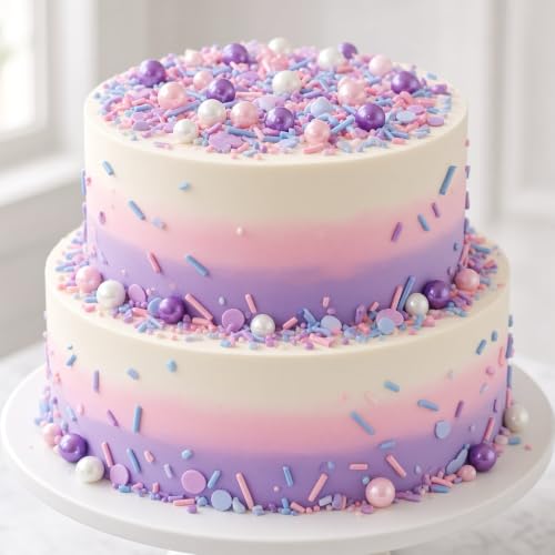 Purple Series Sprinkles Candy Mix Size Edible Pearls Cake Decorations Cupcake Toppers Cookie Decorating Perfect for Wedding Party Valentine Halloween Christmas Supplies 4.58OZ (4.58 Ounce)