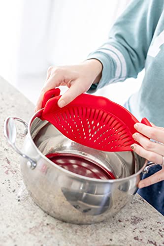 Clip On Pasta Strainer Silicone Universal Fit for all Pots and Bowls Snap On Drainer for Meat