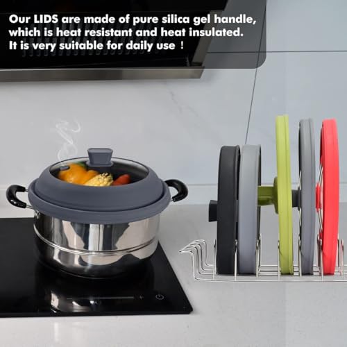 Microwave Splatter Cover Glass Cover Splatter Guard Lid with Collapsible Silicone for Food Cover Plate Cover 10.8 inch 2 Pack Black (2 Count)