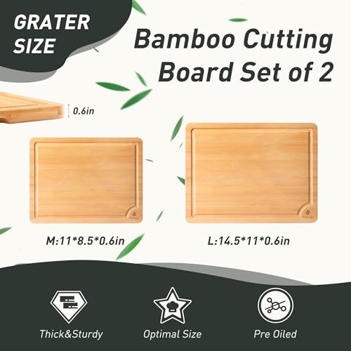 Bamboo Cutting Board Set Non Slip Feet Over Sink Chopping Board Christmas Xmas Birthday Day Gifts Ideas Grandmother Gigi Granny Nana Glamma Mawmaw Yaya Abuela Abuelita Mamaw Mimi Nonna Oma Meme (2 Count)